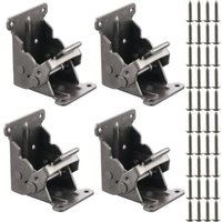 4Pcs Self-Locking Hinges, Foldable Support Leg Connectors, Hinge for Folding Furniture Flap Legs for Tables, Beds, with Screws