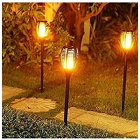 Garden Mile - 4x Solar Flickering Flame led Lights Flame Lighting Waterproof Security Lights