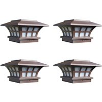 4X Solar Post Lamp Outdoor Waterproof Column Head Light for Garden Wall Lamp Garden Fence Landscape Lamp for Gate Garden