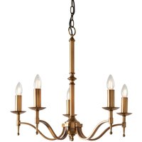 Interiors 1900 - Interiors - 5 Light Multi Arm Ceiling Pendant Chandelier Antique Brass, E14
