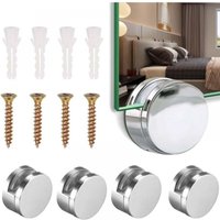 Cyslmuk - 5 pcs Round Mirror Clamps, Glass Clamps for Bathroom Mirror Round Wall Mounted Zinc Alloy Mirror Fixings Load 15kg