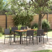 Garden Dining Set 7 pcs Black, Wood 150 x 90 x 75 cm Vidaxl