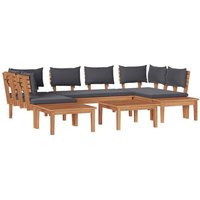 Garden Bench Set with Cushion with Storage 4 pcs Brown, Grey Vidaxl