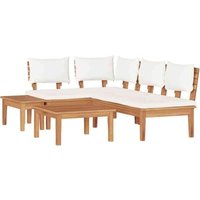 Garden Bench Set with Cushion 4 pcs Brown and Cream vidaXL