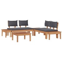 Garden Bench Set with Cushion with Storage 3 pcs Brown and Grey vidaXL