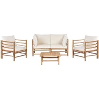 Garden Lounge Set with Table 4 Seater CERRETO Bamboo Wood Off-White