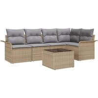 Garden Sofa Set with Cushion Manual 6 pcs Beige Poly Rattan vidaXL