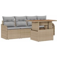 Garden Sofa Set with Cushion Manual 5 pcs Beige and light grey vidaXL