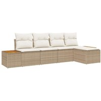 Vidaxl - Garden Sofa Set 5 pcs Beige and cream 184 x 62 x 85 cm