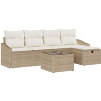 Vidaxl - Garden Sofa Set Manual 6 pcs Beige 55 x 55 x 37 cm Poly rattan