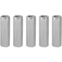5-Piece Long Shank Nut, M10 40/50 Carbon Steel Long Hex Nut, Hex Socket Nut, M10 (M1050) Threaded Fasteners