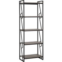 Beliani - Industrial 5 Tier Bookshelf Living Room Bookcase Metal Frame Wood Finish Forres