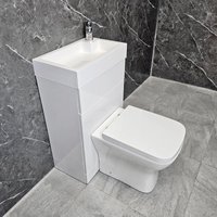 500mm All In One Space Saving Basin Sink and Toilet Unit with Square Pan, With Tap
