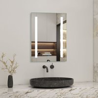 Acezanble - 500x700mm led Bathroom Mirror with Lights Demister Touch Switch 6000K Cool White Illuminated Mirror Wall Mounted