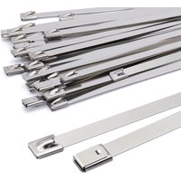 500x7.9mm Metal Cable Ties, Silver Stainless Steel Cable Ties, Heavy Duty Cable Ties - Metal Zip Ties - 120kg Load Capacity, Pack of 100 - RAPANDA