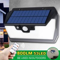 53LED Solar Lamp Outdoor Wall Light Remote Control Solar Charging/USB Garden Lighting 800LM