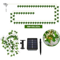 5M 50 LEDs Solar Outdoor String Lights, Artificial Ivy String Lights for Garden, Yard, Home, Patio, Outdoor Celebration, Wedding Party Decoration,