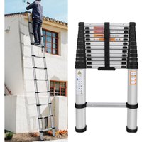 5M/16.4ft Aluminum Extension Folding Telescopic Loft Ladder Straight Attic EN131