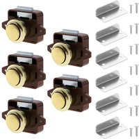 Csparkv - 5PCS Cabinet Push Button Lock Latch Keyless Door Lock Bolt Zinc Alloy Nickel Door Lock Knob for Boat Hunting rv Camper