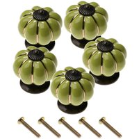 5x Cabinet Handles Vintage 40mm Ceramic Furniture Handle for Wardrobe Drawer Knobs with Screws Green