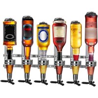 6 Bottle Optics for Home Bar Wall Mounted 6 x 30ml Bar Butler Drinks Stand for Spirits Aluminum Alloy Optic Spirit Barware Set for Home Pub Kitchen