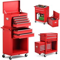 Costway - 6 Drawers Rolling Tool Chest High Capacity Tool Storage Cabinet with 4 HookS