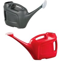 2 x 6 Litre Green Slim Lightweight Watering Cans With Sprinkler Heads and Handles