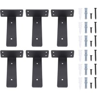6 Pcs Shelf Bracket 6 Inch Black Matte Coating Heavy Duty Iron Wall Mounted Shelf Support Brackets for Home