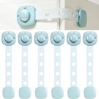6-Piece Baby Safety Door Locks, Adjustable Baby Cabinet Locks, Child Safety Locks for Drawers, Cupboards, Refrigerators, Blue