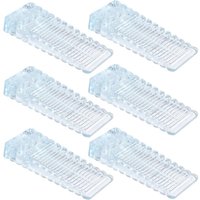 6-Piece PVC Door Stops, Height-Adjustable and Stackable Floor Door Wedges, Transparent Doorstops for Doors and Floors