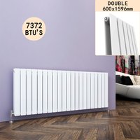 Elegant - 600 x 1596 mm Horizontal Column Designer Radiator White Double Flat Panel Radiators