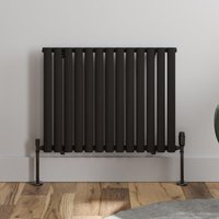 Duratherm - Black Oval Column Designer Radiator Vertical Horizontal 600 x 780mm Single Panel