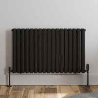Duratherm - Black Oval Column Designer Radiator Vertical Horizontal 600 x 1020mm Double Panel