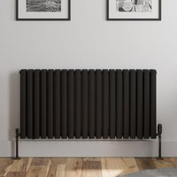Duratherm - Black Oval Column Designer Radiator Vertical Horizontal 600 x 1200mm Double Panel