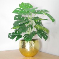 Leaf - 60cm Artificial Monstera Plant with Golden Metal Planter Included