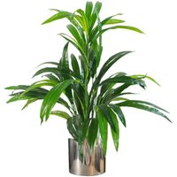 Leaf - 65cm Artificial Large Bamboo Shrub Plant with Silver Metal Planter