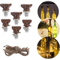 6PCS 20LED Solar String Lights, Cork Bottle Light Decor Light with IP44 Waterproof for Wine Bottles Glass Bottles and Soda Bottles
