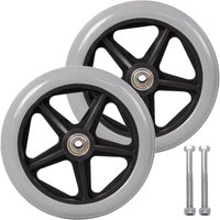 7-inch front wheel caster, 2 wheelchair replacement wheels, non-slip solid tire, 170 mm gray in black, wheels for wheelchairs, rollators, walking