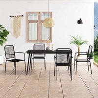 5 Piece Garden Dining Set Cotton Rope and Steel Black vidaXL