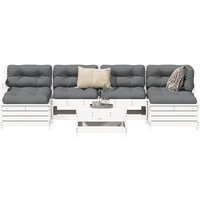 7 Piece Garden Sofa Set White Solid Wood Pine Vidaxl