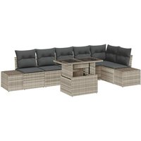 Garden Sofa Set with Cushion 7 pcs Light grey 100 x 55 x 73 cm Vidaxl