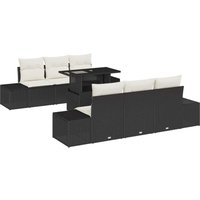 Garden Sofa Set 7 pcs Black and cream 100 x 55 x 73 cm Vidaxl