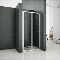 AICA 700mm Bifold Door Shower Enclosure Clear Glass Folding Door Cubicle with 700x700mm Tray Free Waste