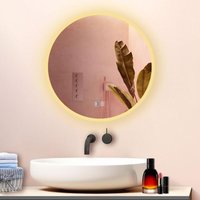 Aica Sanitaire - 800800MM Round Mirror with Dimmable 3 Colors led, Demister, Memory Function, Touch and wall switch