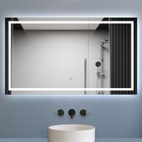 Aica Sanitaire - 1400x800mm Large Bathroom Mirrors with led Lights Illuminated Backlit Wall Mount Light Up Mirror Dimmable Switch Horizontal/Vertical