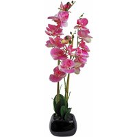 Leaf - 70cm Artificial Orchid Light Pink with Black Ceramic Planter