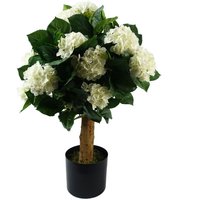 Leaf - 75cm Artificial White Bush Hydrangea Plant Potted