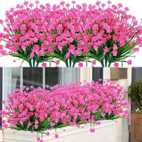 8 Bundles Outdoor Artificial Fake Flowers uv Resistant Shrubs Plants, Faux Plastic Greenery for Indoor Outside Hanging Plants Garden Porch Window Box