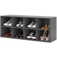 Costway - 8 Grid Shoe Bench 2 in 1 Shoe Organizer Entryway Modern Storage Cabinet
