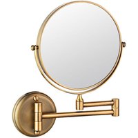8-inch Wall-Mounted Double-Sided Rotatable Bathroom Mirror, Foldable and Retractable, 3x Magnification (Antique)